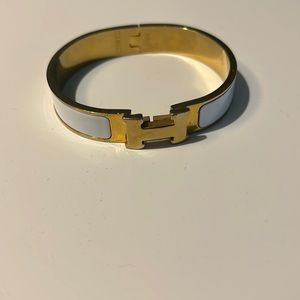 White & Gold Hermes bangle bracelet